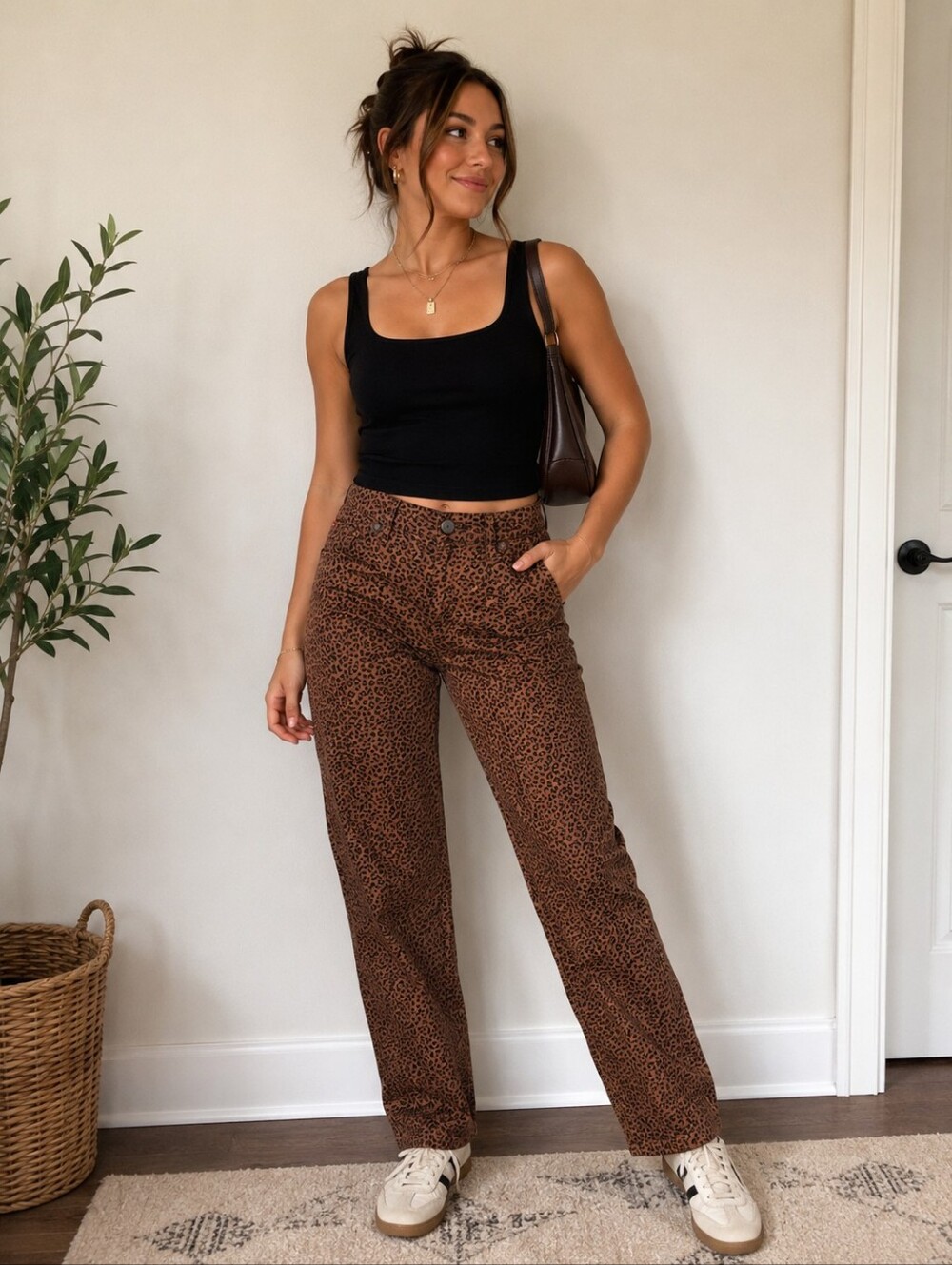 BDG Brown Leopard-Print Chinos